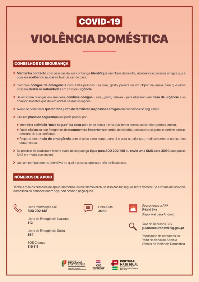 conselhos segurança numeros apoio geral A3 Custom