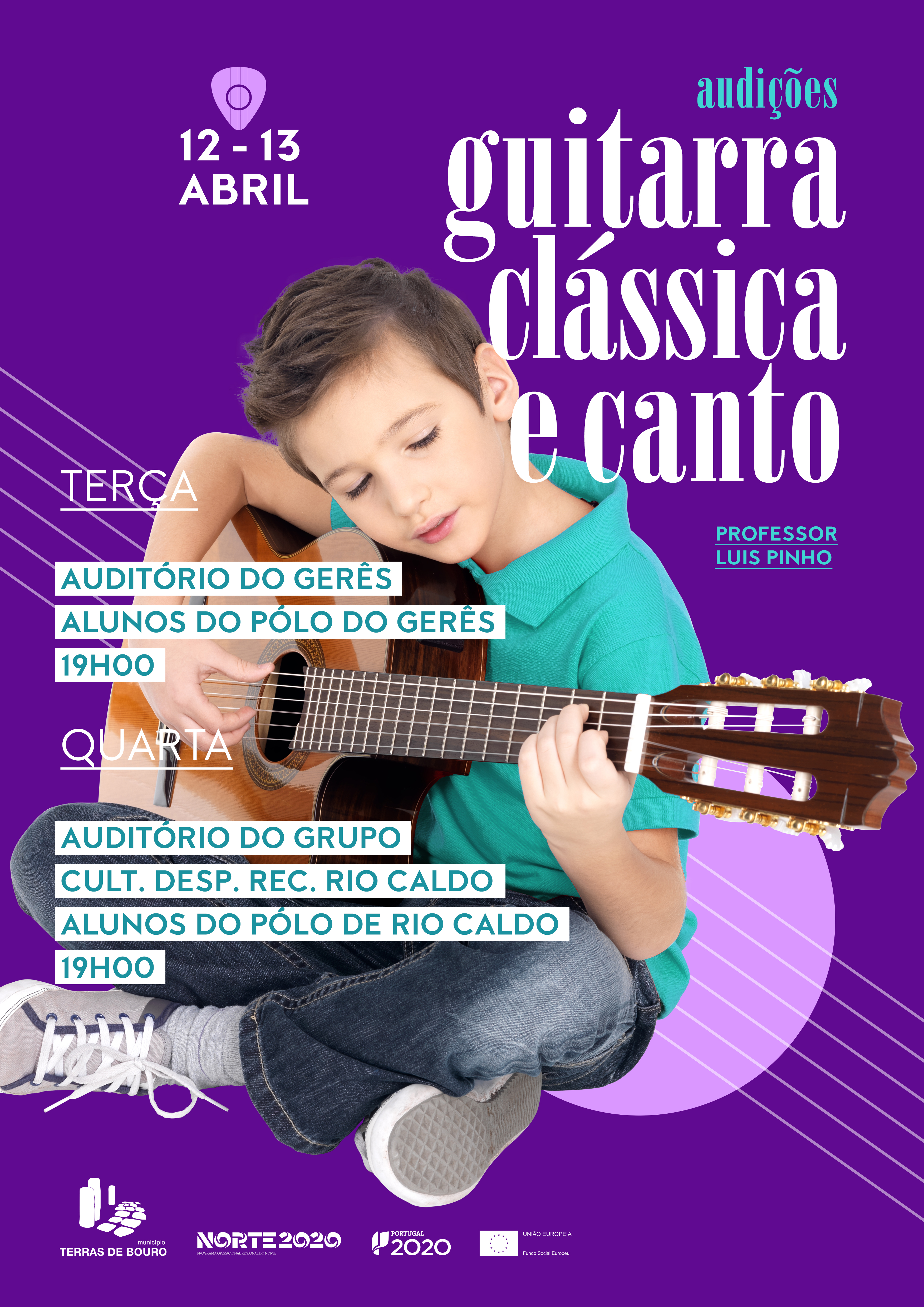 Cartaz Audições de Guitarra Clássica e Canto 2022