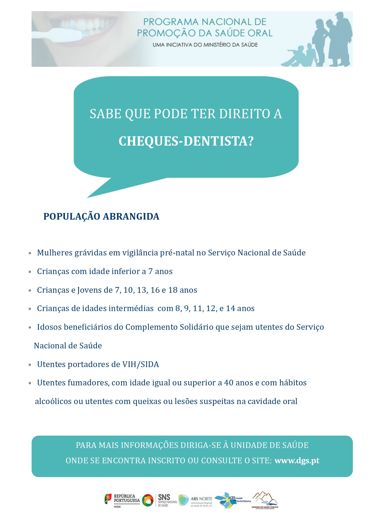 Programa Nacional de Promoção da Saúde Oral Grupos Abrangidos pelo Cheque Dentista page 0001